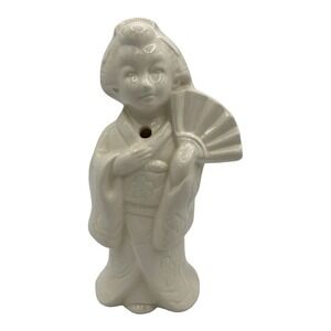 Vintage Benihana‎ of Tokyo Geisha Ceramic Tiki Mug Vase White Glaze Japan 8 Inch